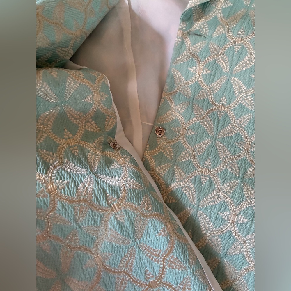 Vintage 80s/90s B. LOUISE Mint Green Brocade Skirt Suit Set - Picture 13 of 16